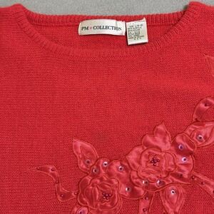 Vtg‎ Women's Sweater Embroidered Satin Bow L Granny core Beaded Ballet Core 80s